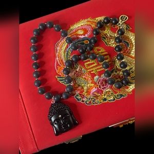 Buddha necklace. Attraction of prosperity, luck, wealth.With 1 Swarovski crystal